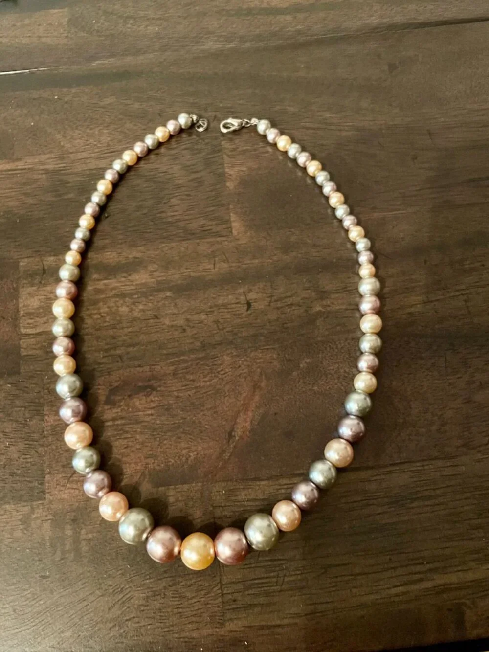 Vintage Graduated Multicolor Faux Pearl Statement Necklace